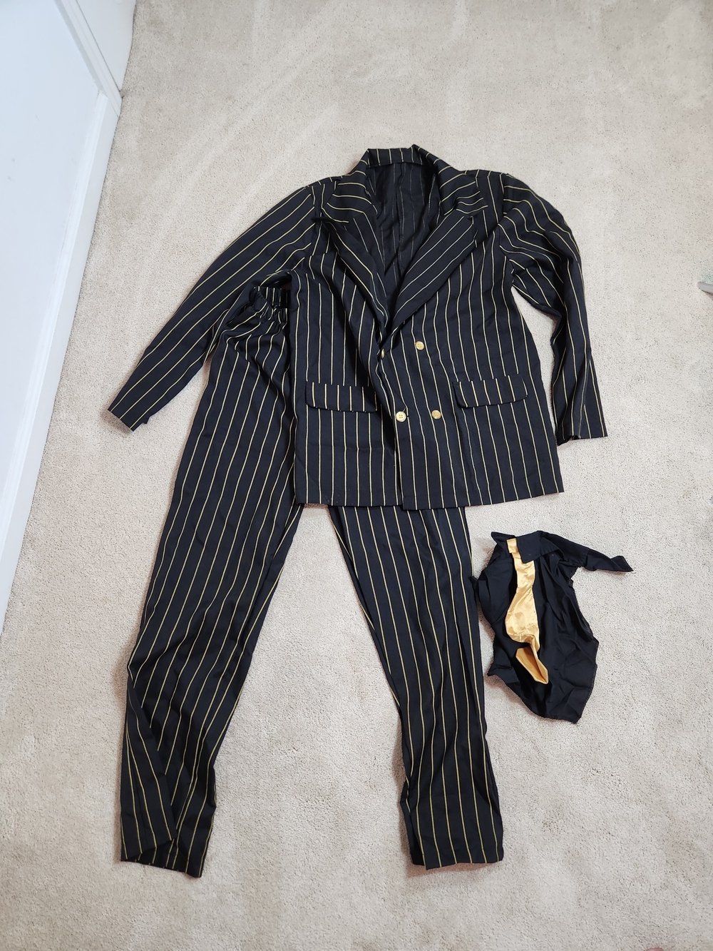 Zoot Suit Black & Gold Pinstripe Suit Jacket and Pants